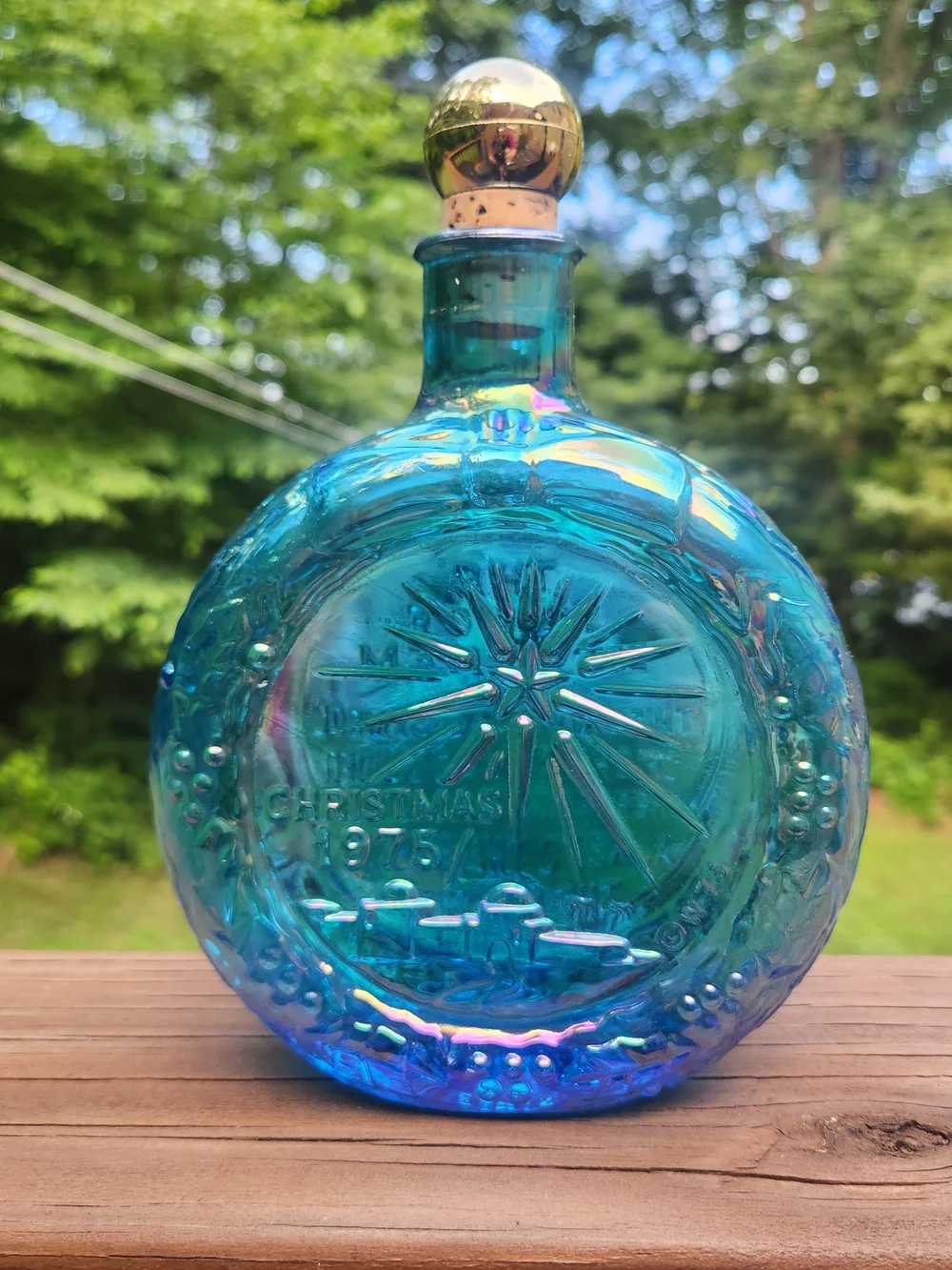 Wheaton Iridescent Blue Glass Decanter 